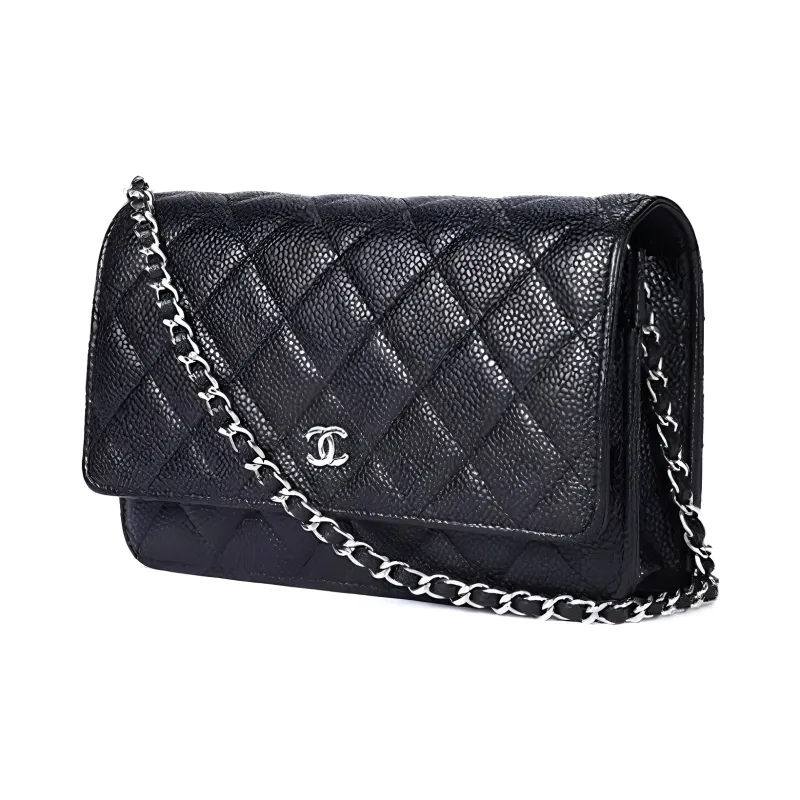 CHANEL Grain Embossed Calfskin Chain Bag, Pochette, Shoulder Bag Women's Black-1