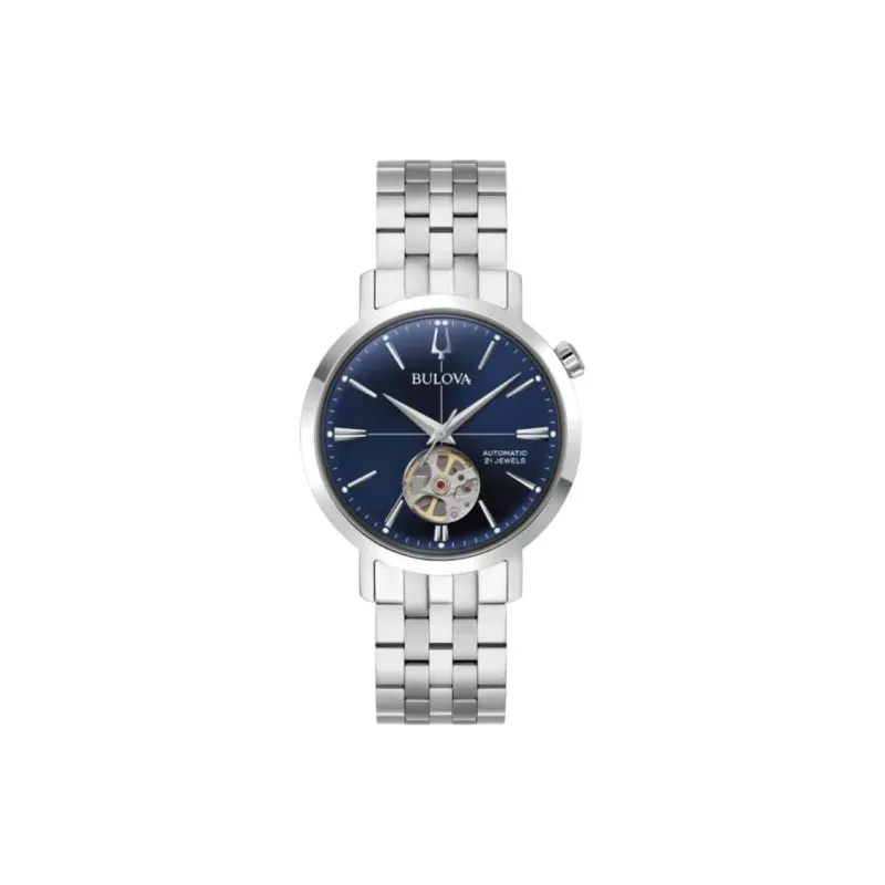 BULOVA Classic Collection Wrist Watch Automatic Mechanical Movement Stainless Steel Strap 38mm Blue Dial Men's Watches-0
