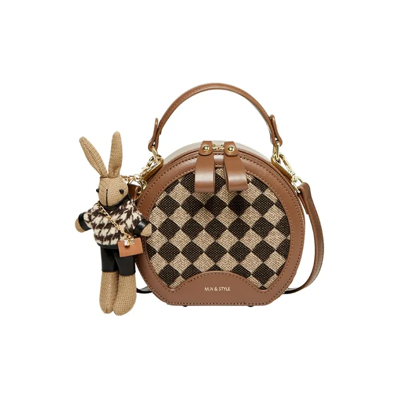 Narandu Fabric, Synthetic Leather Handbag, Shoulder Bag, Crossbody Bag Mini Women's Midnight Black/Coffee-11