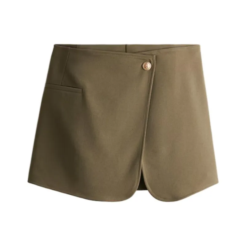 H&M Casual Shorts Women's Dark Khaki Green-0