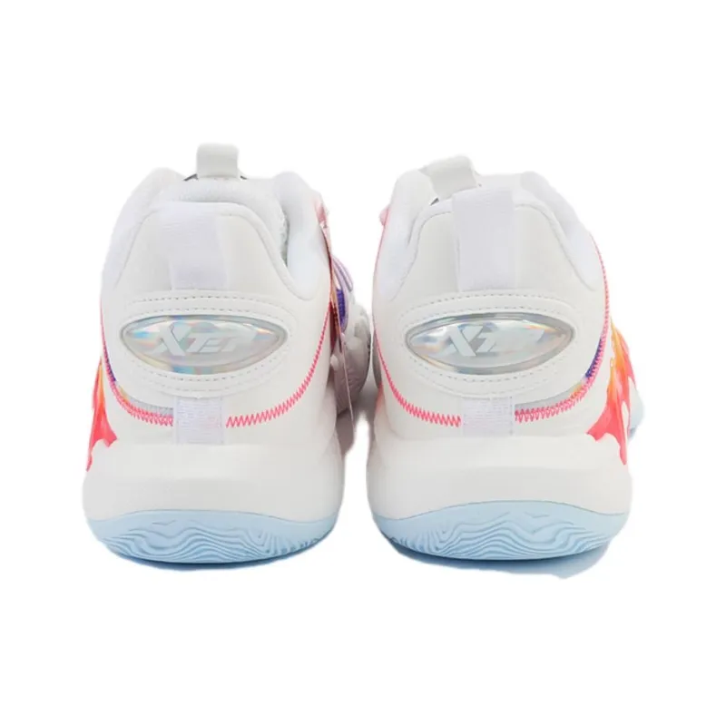 XTEP Cushioning Slip Resistant Coverage Low Top Basketball Shoes Men's White Orange-1