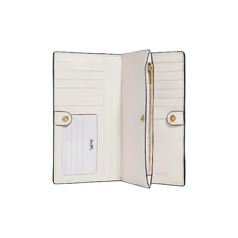 COACH Slim Wallet Canvas With Leather Clutch Wallet Trumpets Women's Dark Khaki-1
