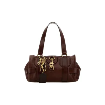 Chloe Leather Tote Bag, Shopping Bag, Shoulder Bag Women's Dark Brown