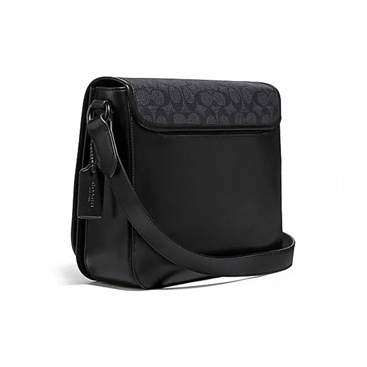 COACH Gotham Canvas With Calfskin Messenger Bag, Shoulder Bag, Crossbody Bag Medium Size Men's Charcoal Black-1