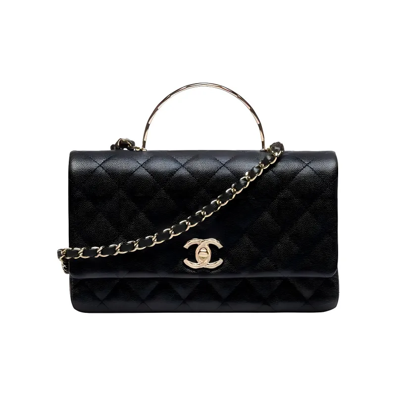 CHANEL Logo One Shoulder Crossbody Handbag Women's Black-0