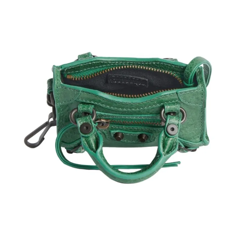 Balenciaga Le City Sheepskin Coin Purse Mini Women's Emerald Green-3