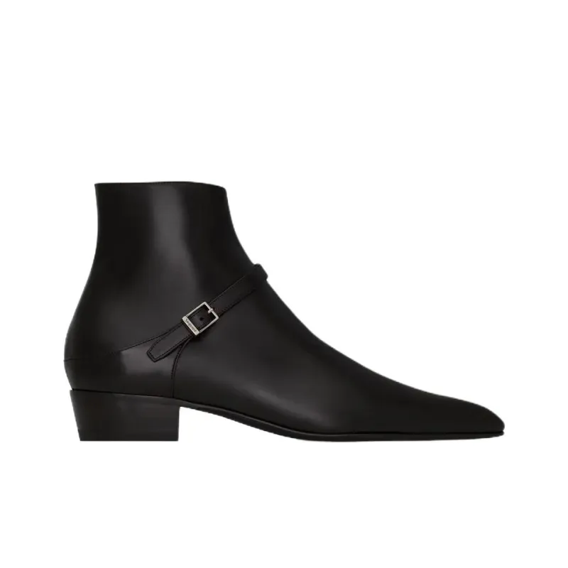 SAINT LAURENT AUGUSTIN Ankle Boots 3cm Men's Black-1