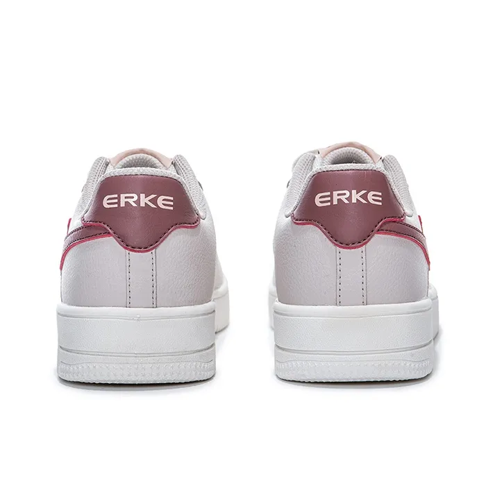 Erke Waterproof Abrasion Resistant Lightweight Low Top Skateboard Shoes Women's White Gray-3
