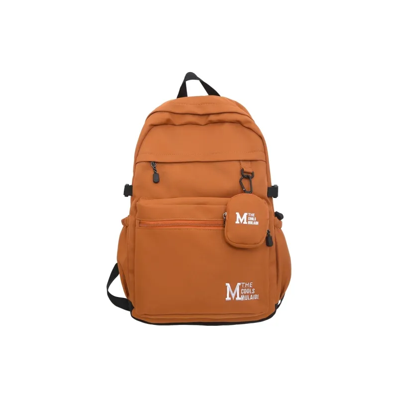 OURFUN Nylon Fabric Backpack Unisex White/Gray/Black/Light Brown-39