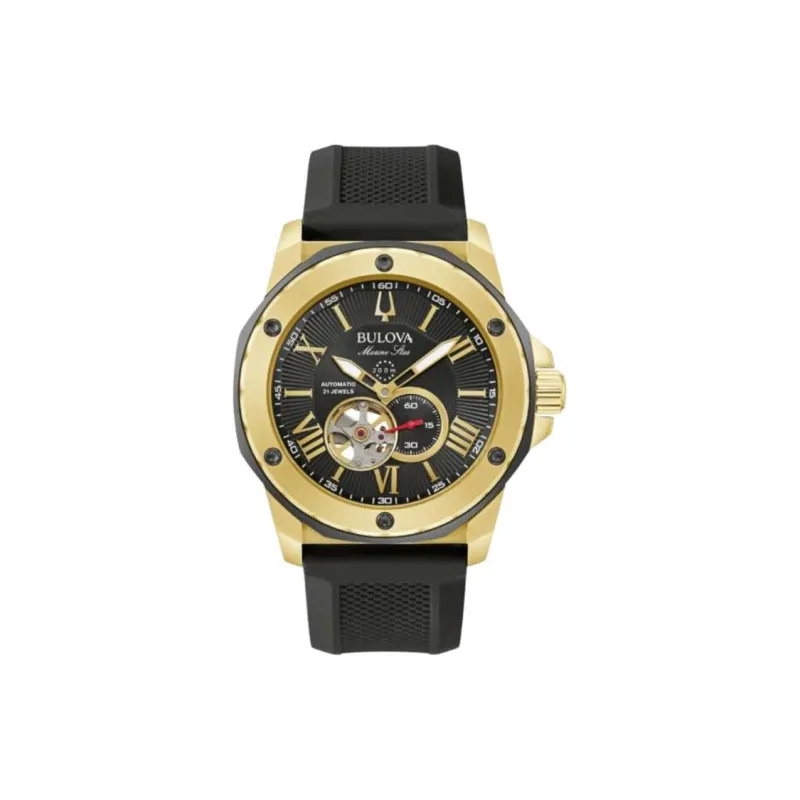 BULOVA Wrist Watch Automatic Mechanical Movement Rubber Strap 45mm Black Dial Men's Watches-0