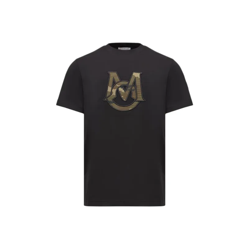 Moncler SS25 Monogram Cotton T Shirt T Shirt Men's Black-0