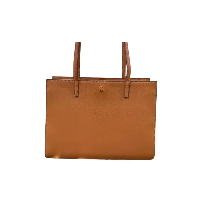 TORY BURCH Emerson Saffiano Leather Tote Bag, Shopping Bag, Shoulder Bag Women's Camel Brown-1