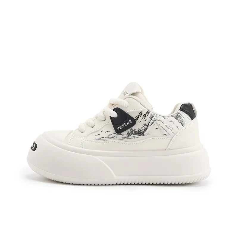 DHARRY 'Ink Gap Shoes' Height Increasing Low Top Skateboard Shoes Women's-6