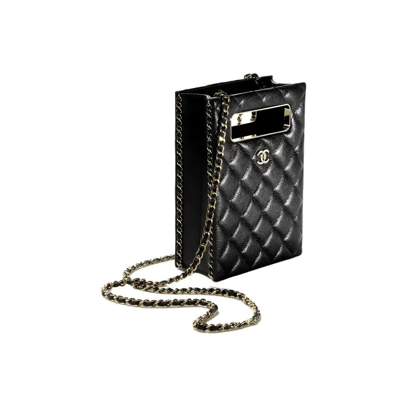 CHANEL Grain Embossed Lambskin Shoulder Bag, Crossbody Bag Women's Black-1