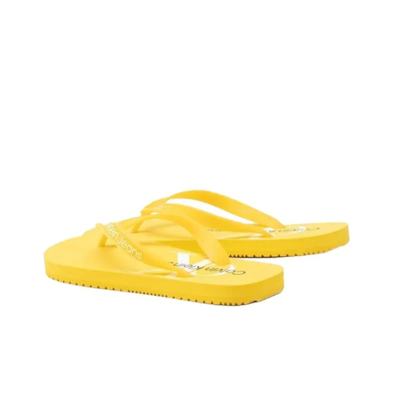 CKJ CALVIN KLEIN JEANS Abrasion Resistant Flip Flops Women's Yellow-4