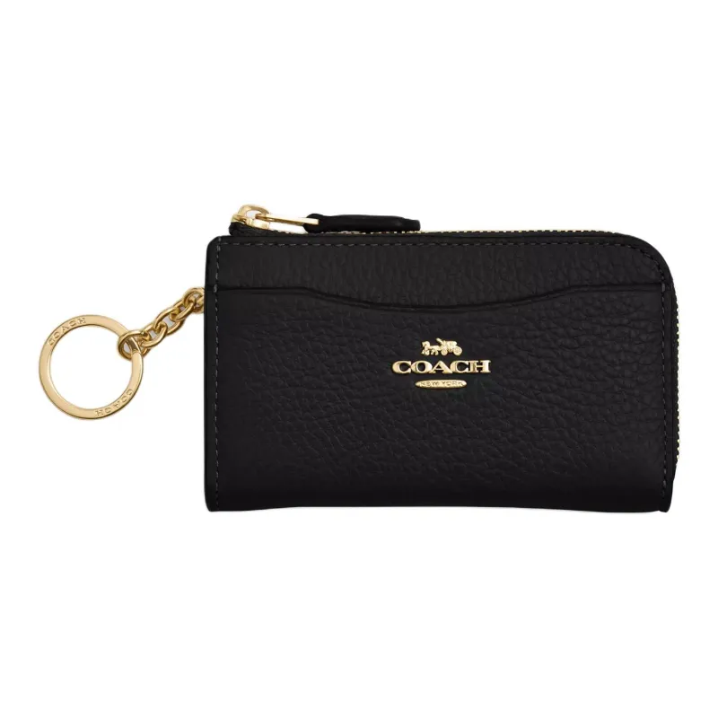 COACH Cow Leather Card Holder Women's Black-0