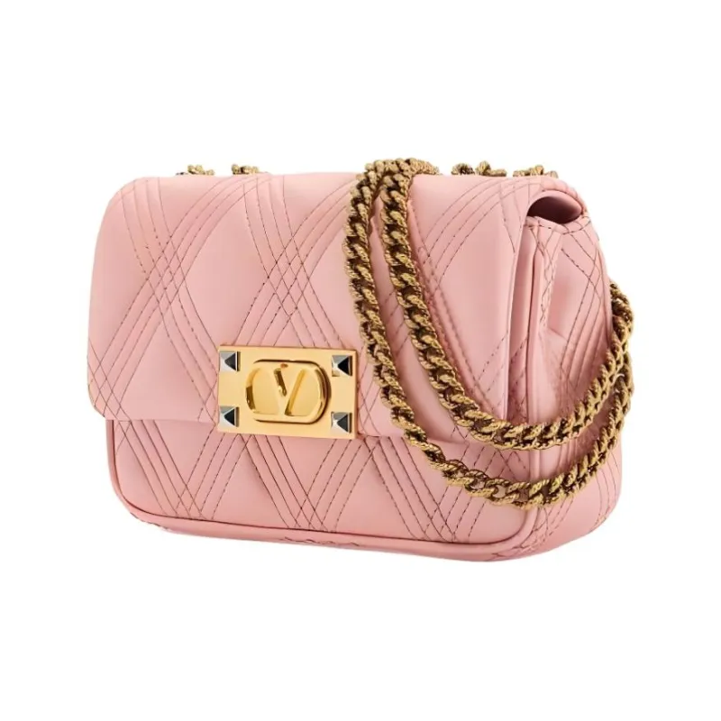 Valentino Chlorovinyl Polyvinyl Chloride Shoulder Bag Small Size Women's Pink-1