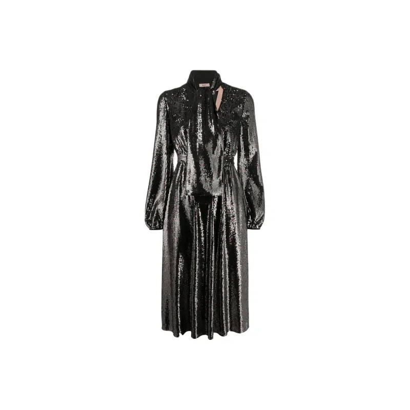 N°21 Sequin V Neck Midi Dress-0