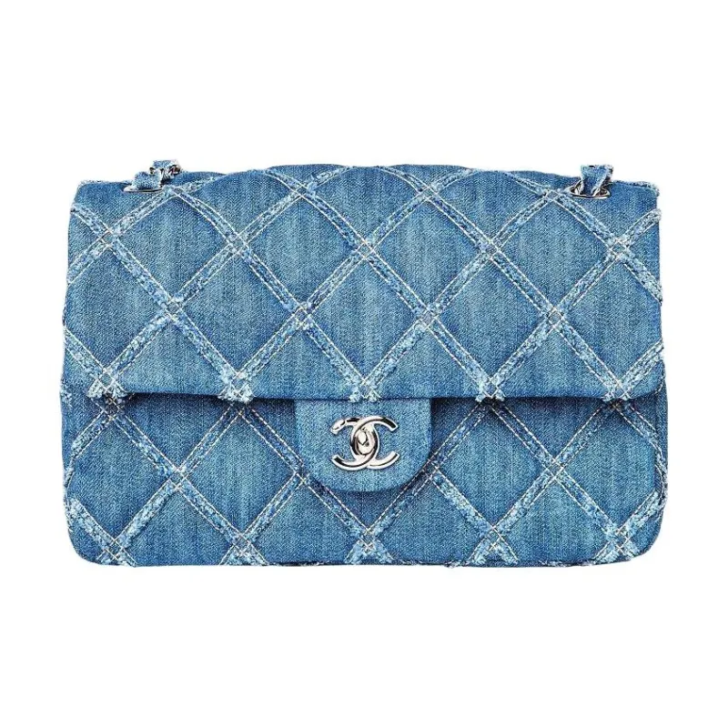 CHANEL Classic Flap CF Denim Flap Bag, Shoulder Bag, Crossbody Bag Medium Size Women's Denim Blue-0