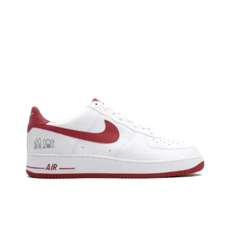 Nike Air Force 1 Lightweight And Wear resistant Low Top Skateboard Shoes Unisex White Red-1