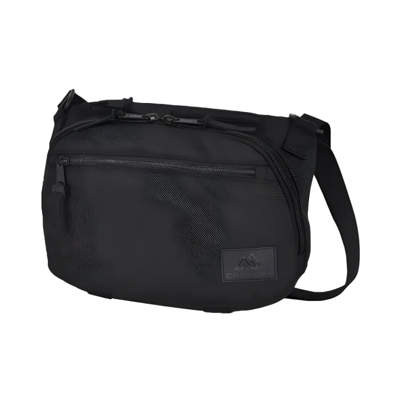 GREGORY Leather Zipper Puller Shoulder Bag Unisex Black-0
