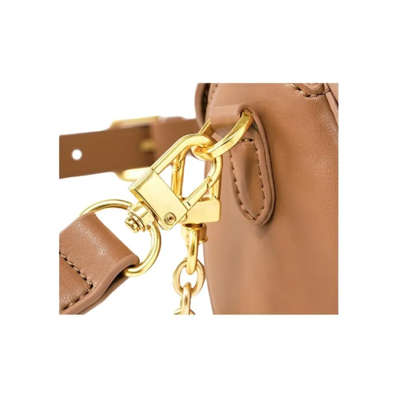 Folli Follie PU Babylon Cylinder Bag, Crossbody Bag, Shoulder Bag Medium Size Women's Latte/Milk Coffee-4