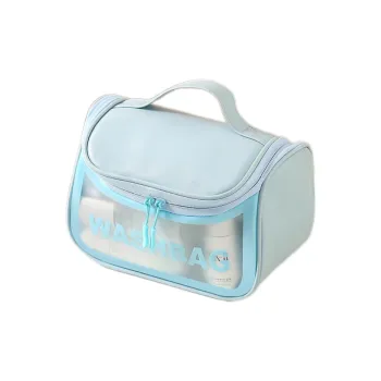 ALOENEY PVC Makeup Bag Regular Women's Blue, Black, White, Pink