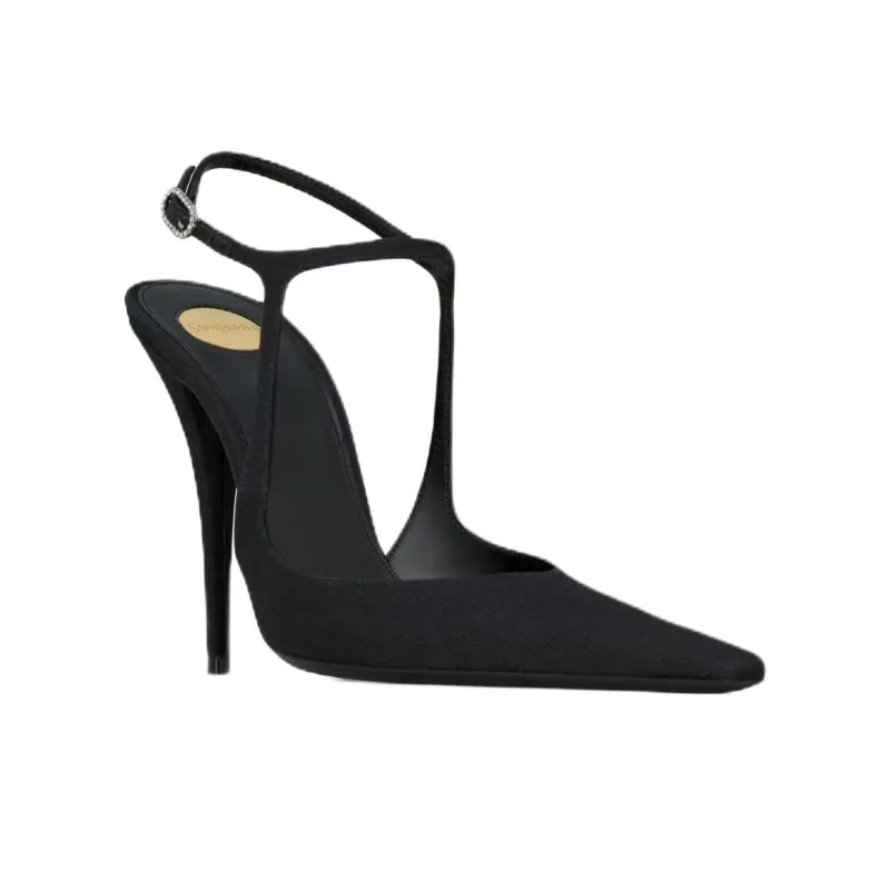 SAINT LAURENT Manon Slim Heel High Heels 11cm Women's Black-2