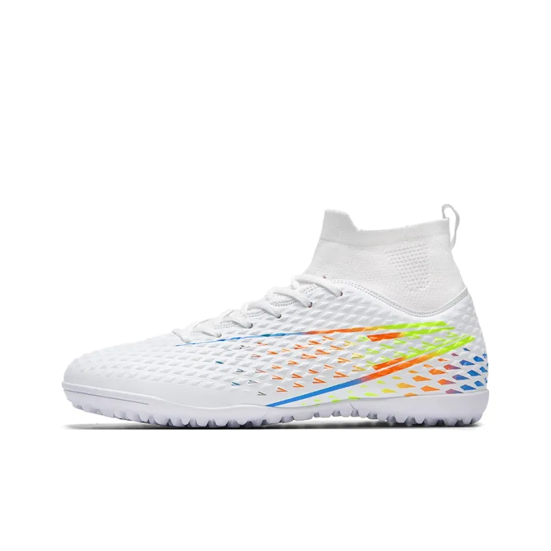 Kuding Soccer Shoes Unisex High Top Black/White/Aqua-36