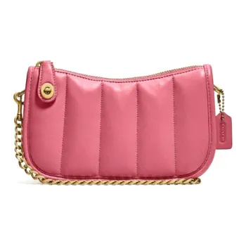 COACH Swinger Sheepskin Leather Shoulder Bag Crossbody Bag Mahjong Bag Handbag Small Size Women's Strawberry Red