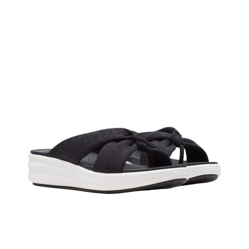 Clarks Rubber Sole Abrasion Resistant Flip Flops Women's Black White-2