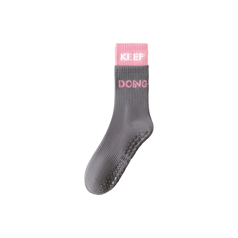TLXT Mid Calf Socks Women's Anti Slip Silicone Sole Sports Pilates Floor Socks-1