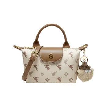 Narandu PVC With Synthetic Leather Handbag Dumpling Bag Crossbody Bag Shoulder Bag Small Size Ecru/Coffee