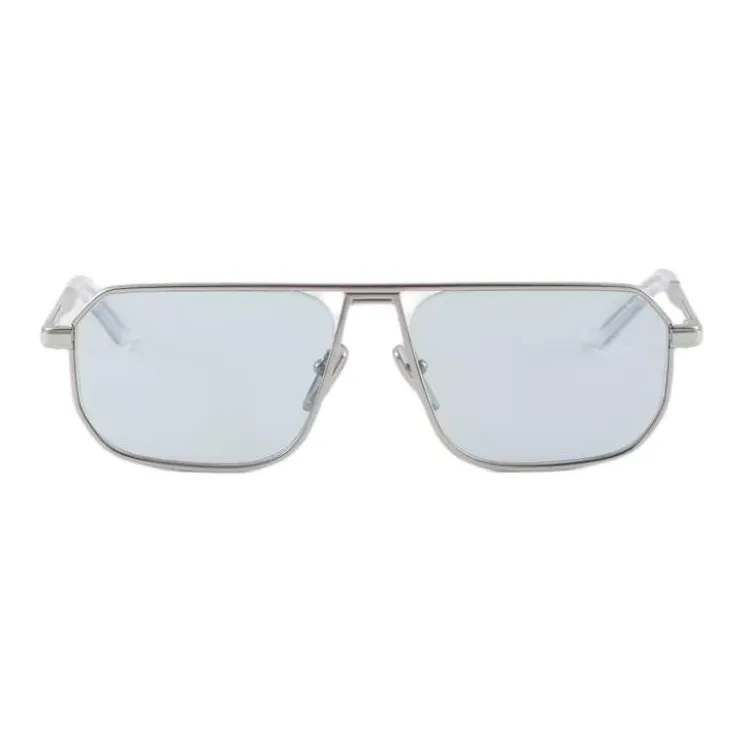 PRADA Metal Irregular Shape Sunglasses Men's Silver-0
