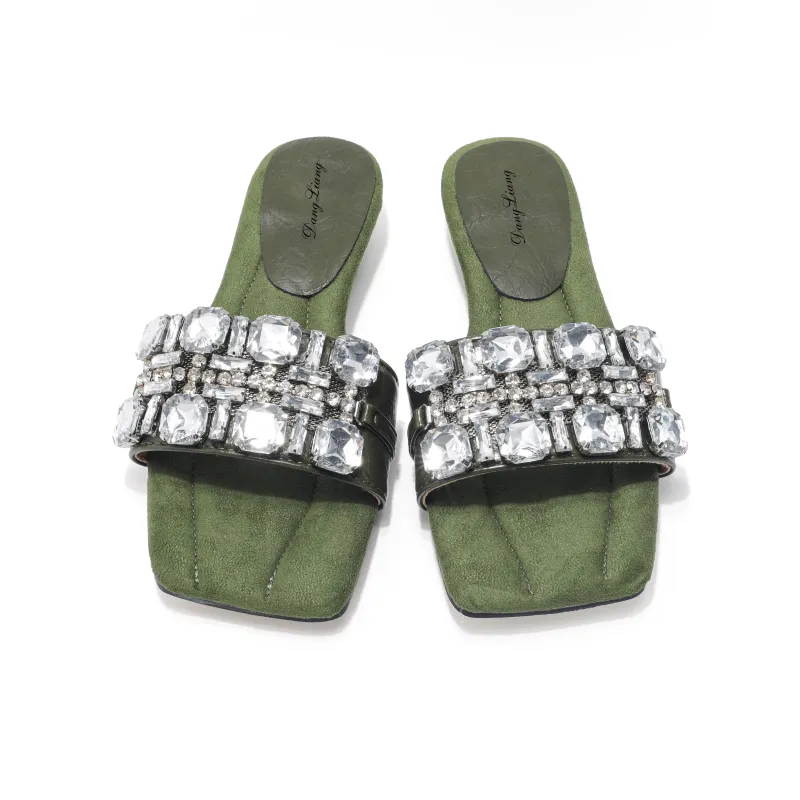 Be Good Rubber Metal Rhinestone Abrasion Resistant Slide Slippers Women's-8