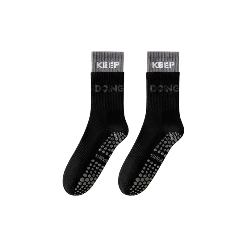 TLXT Mid Calf Socks Women's Anti Slip Silicone Sole Sports Pilates Floor Socks-4