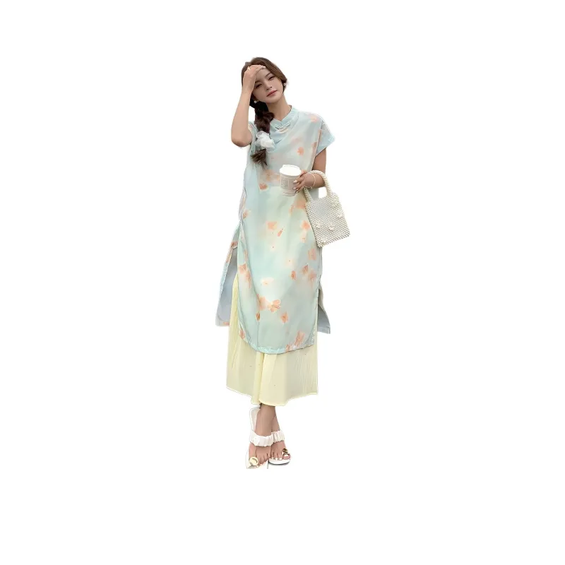 Flowers In Water Short Sleeved Dress Women's-0