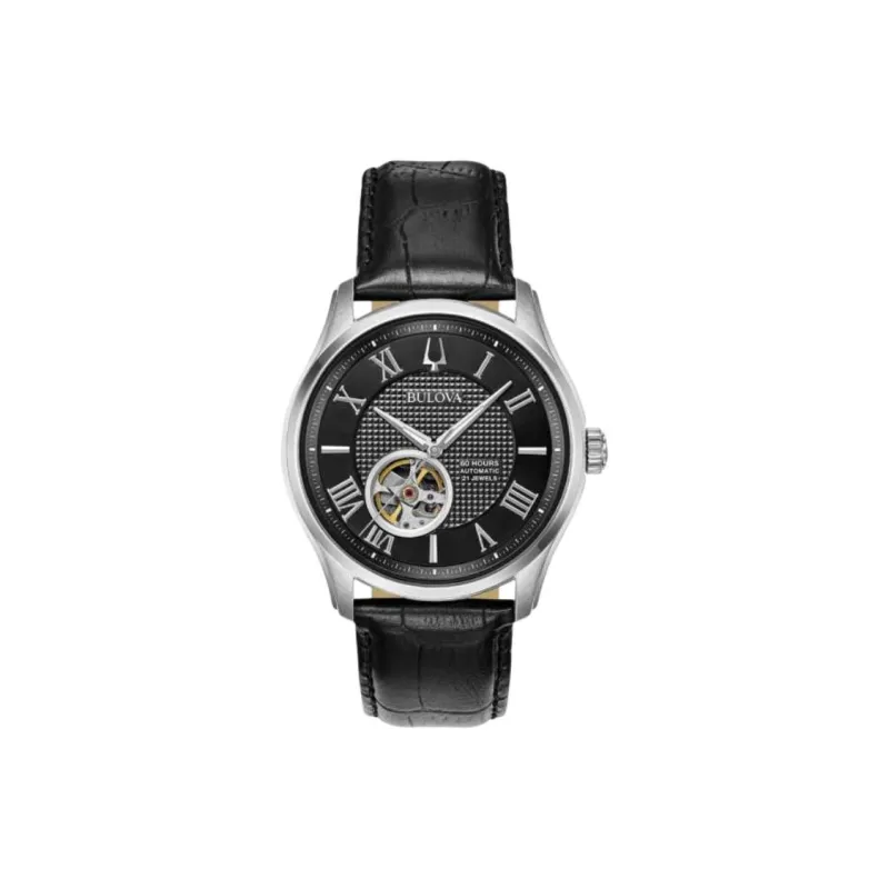 BULOVA Classic Collection Wrist Watch Automatic Mechanical Movement Cow Leather Strap 42mm Black Dial Men's Watches-0