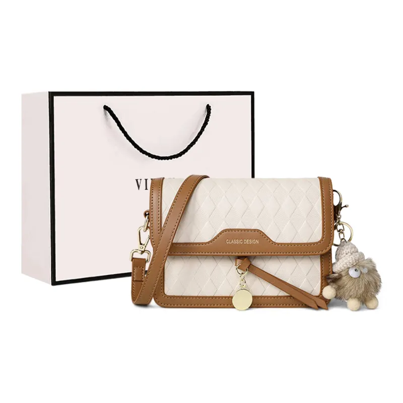 VINEY Cow Leather Shoulder Bag, Crossbody Bag Regular Women's Ecru-0