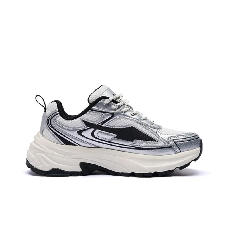AVIA Lightweight Height Increasing Low Top Chunky Sneakers Unisex Silver White-1