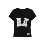 Women's V-Neck Black Lace
