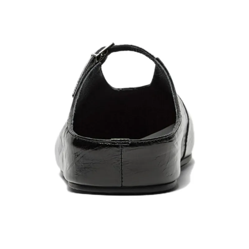 BATA Rubber Sole Leather Patchwork Quiet Closed Toe Slippers Women's-2