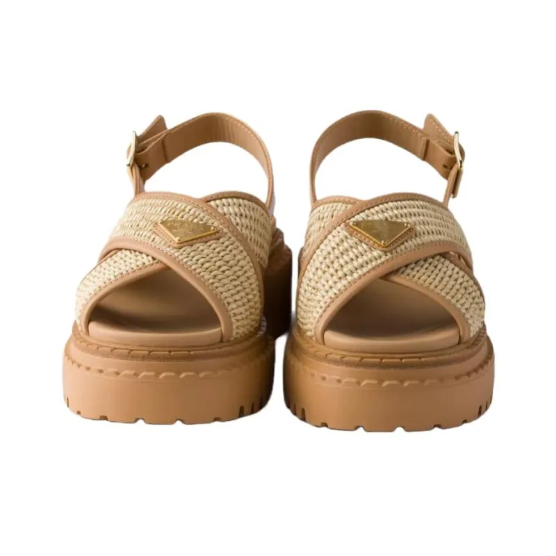 PRADA One Strap Sandals 5.5cm Women's Beige-4