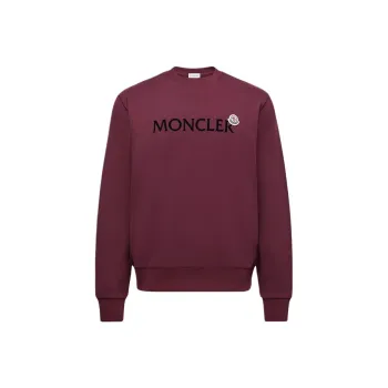 Moncler FW25 Logo Cotton Sweatshirt Men's Burgundy