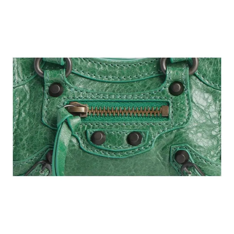 Balenciaga Le City Sheepskin Coin Purse Mini Women's Emerald Green-4
