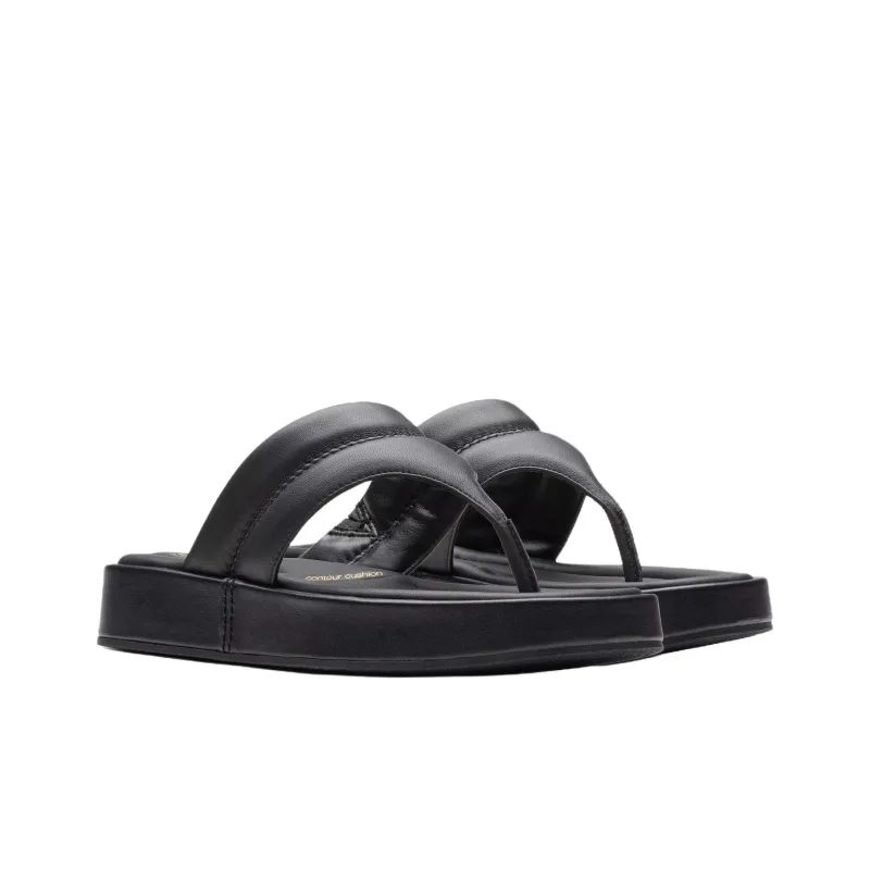 Clarks Rubber Sole Abrasion Resistant Flip Flops Women's Black-2