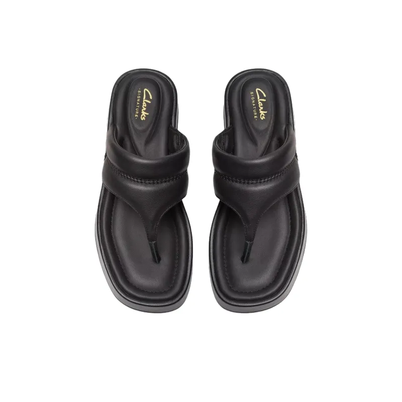 Clarks Rubber Sole Abrasion Resistant Flip Flops Women's Black-3