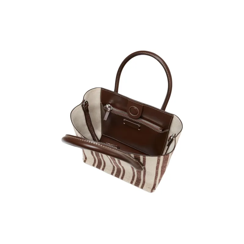 ZARA Jute Tote Bag, Shopping Bag, Shoulder Bag, Crossbody Bag, Handbag Medium Size Women's Brown-3