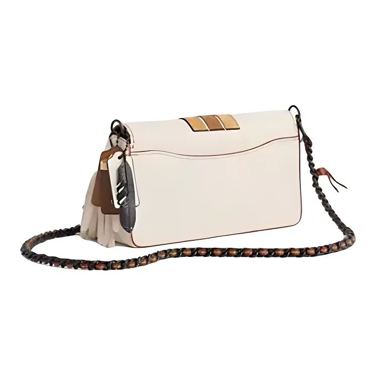 COACH Dinky Sheepskin Fleece Leather Shoulder Bag Medium Size Women's White-1