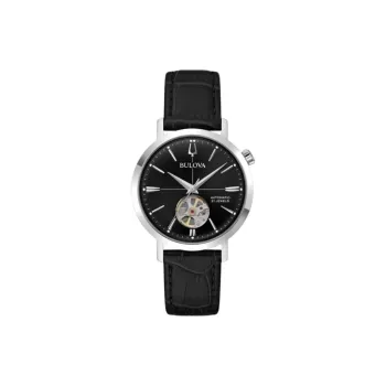 BULOVA Classic Collection Wrist Watch Automatic Mechanical Movement Cow Leather Strap 38mm Black Dial Men's Watches